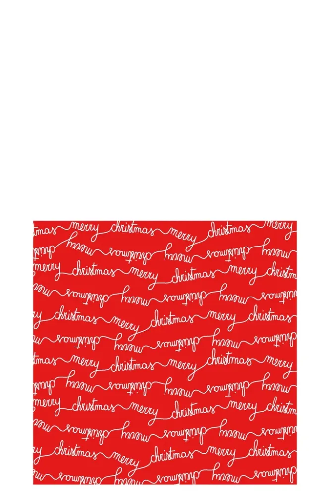 Pak van 20 servetten Vrolijk Kerstfeest Papier Rood/Wit Groot