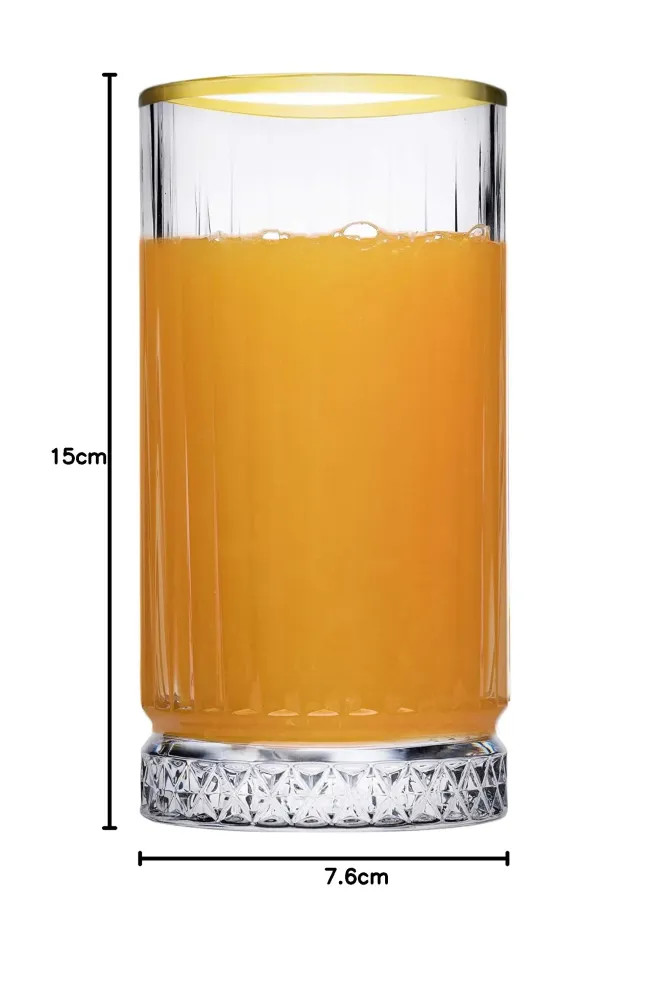 Pasabahce ELYSIA Golden Touch – Longdrinkglazen 450 ml (Set van 4)