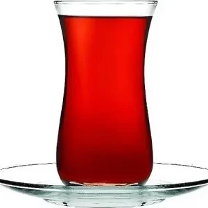 Pasabahce Fit Theeglazen Set – 12-Delig – 6 Glazen 120 ml + 6 Schoteltjes – Voor Turkse en Kruidenthee