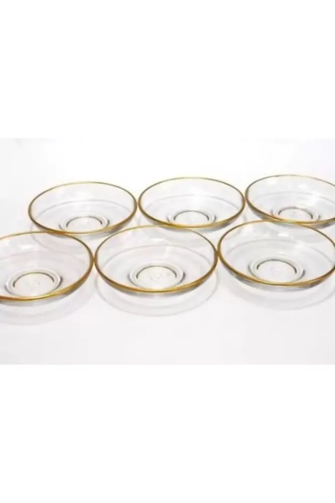 Pasabahce Theeglazen Onderzetter Classic – Set van 6 met Gouden Rand