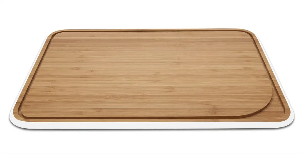 PEBBLY Snijplank met Sapgeul, Bamboe, Wit, 35 x 25 cm