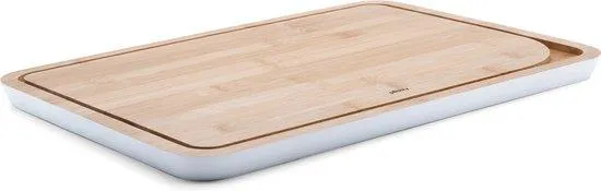 PEBBLY Snijplank met Sapgeul, Bamboe, Wit, 35 x 25 cm