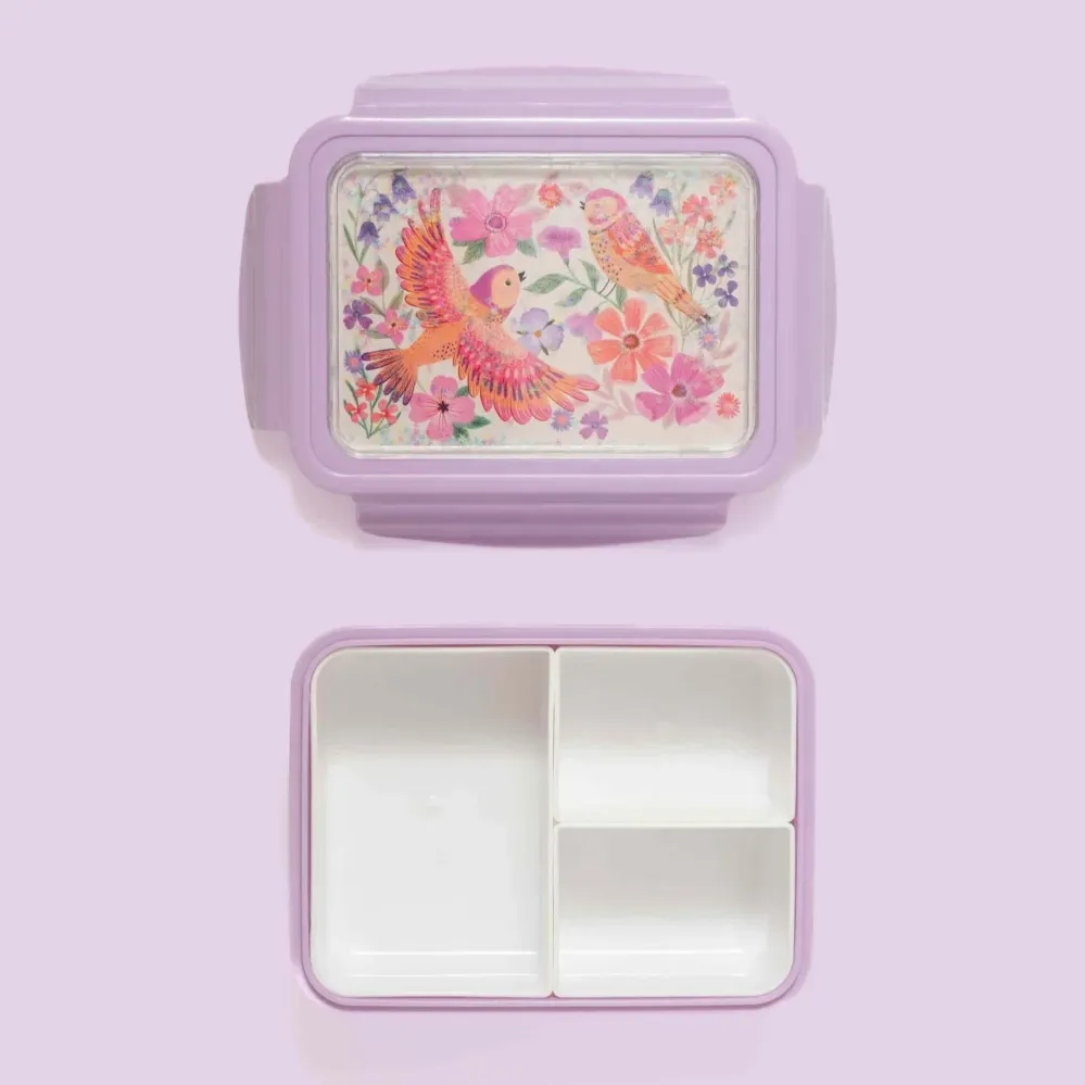 Petit Monkey Bentobox Birds Feather Back to School - Paars