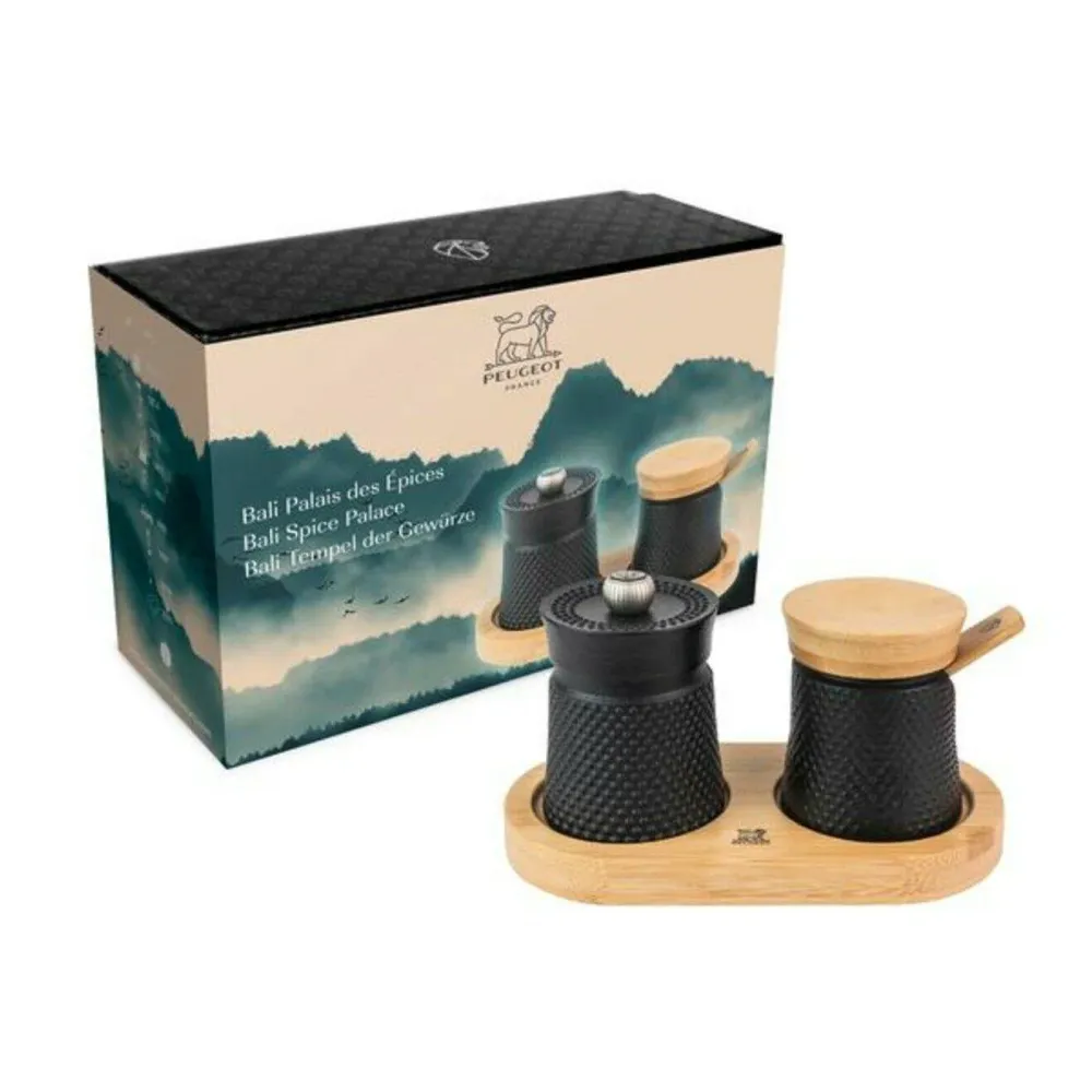 Peugeot Bali Fonte Geschenkkoffer Pepermolen Zoutpotje - 8 cm Zwart