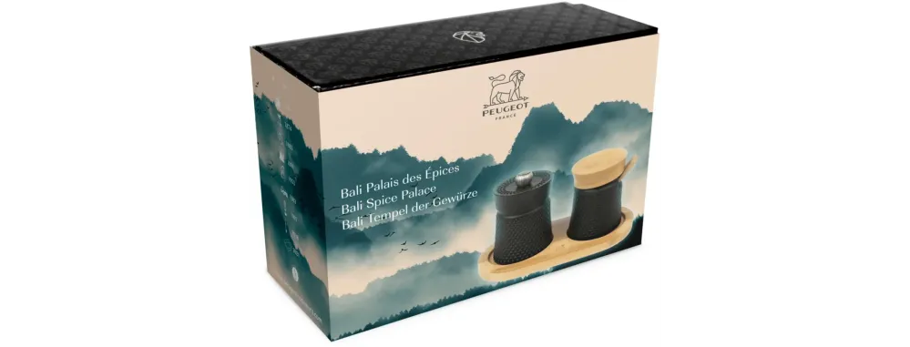 Peugeot Bali Fonte Geschenkkoffer Pepermolen Zoutpotje - 8 cm Zwart