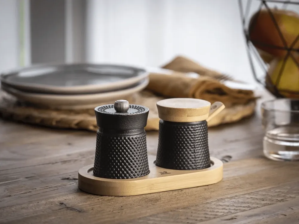 Peugeot Bali Fonte Geschenkkoffer Pepermolen Zoutpotje - 8 cm Zwart