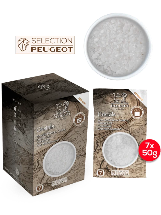 Peugeot 7 zakjes droog wit zout 350g (7*50g)