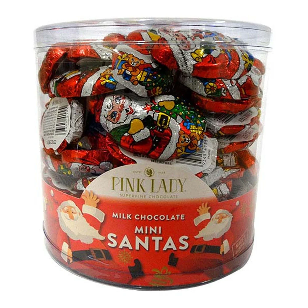 Pink Lady Solid Milk Chocolate Santas 2kg (APX 100pc/Tub)