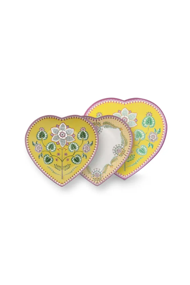 Pip Studio Bordenset Hart - Lily&Lotus - Geel - 23cm - Set van 2