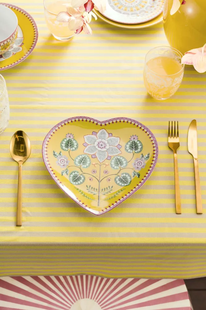 Pip Studio Bordenset Hart - Lily&Lotus - Geel - 23cm - Set van 2