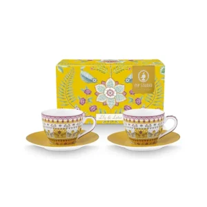 Pip Studio Kop en Schotel - Lily&Lotus - Geel - 120ml - Set van 2