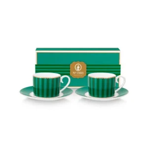 Pip Studio Kop en Schotel - Love Birds - Groen - 100ml - Set van 2