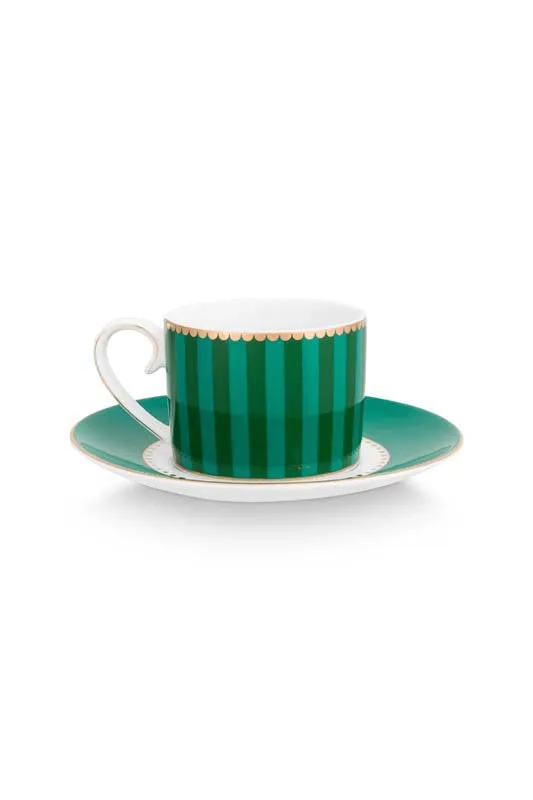 Pip Studio Kop en Schotel - Love Birds - Groen - 100ml - Set van 2