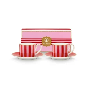 Pip Studio Kop en Schotel - Love Birds - Rood - 100ml - Set van 2