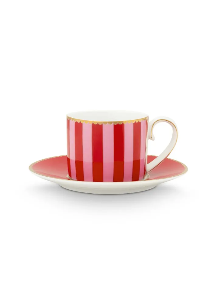 Pip Studio Kop en Schotel - Love Birds - Rood - 100ml - Set van 2
