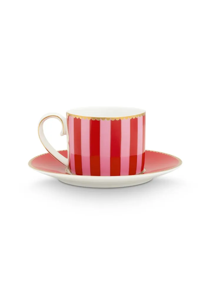 Pip Studio Kop en Schotel - Love Birds - Rood - 100ml - Set van 2