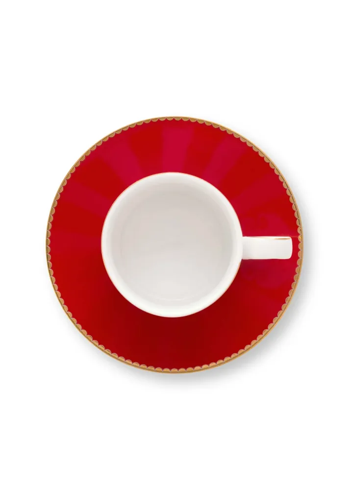 Pip Studio Kop en Schotel - Love Birds - Rood - 100ml - Set van 2