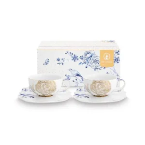 Pip Studio Kop en Schotel - Royal - Wit - 250ml - Set van 2