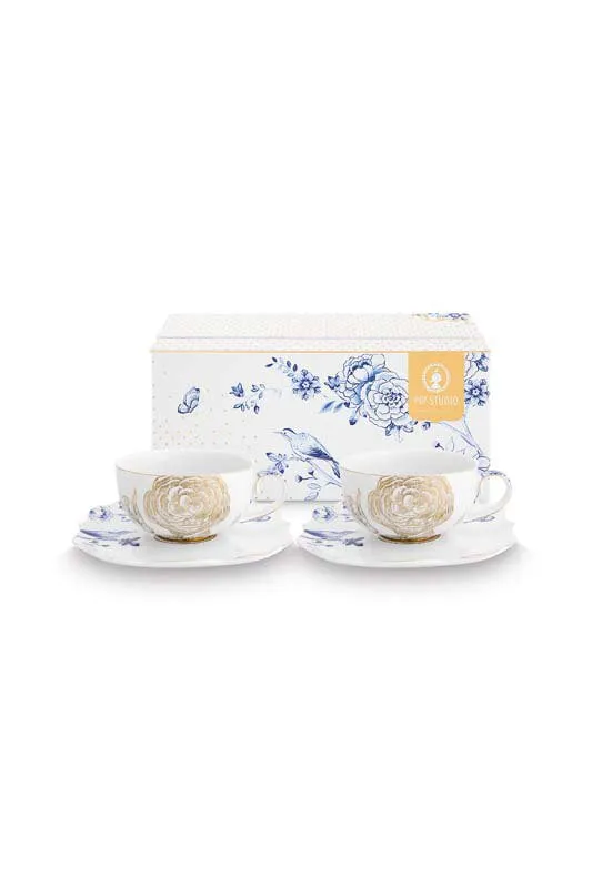 Pip Studio Kop en Schotel - Royal - Wit - 250ml - Set van 2