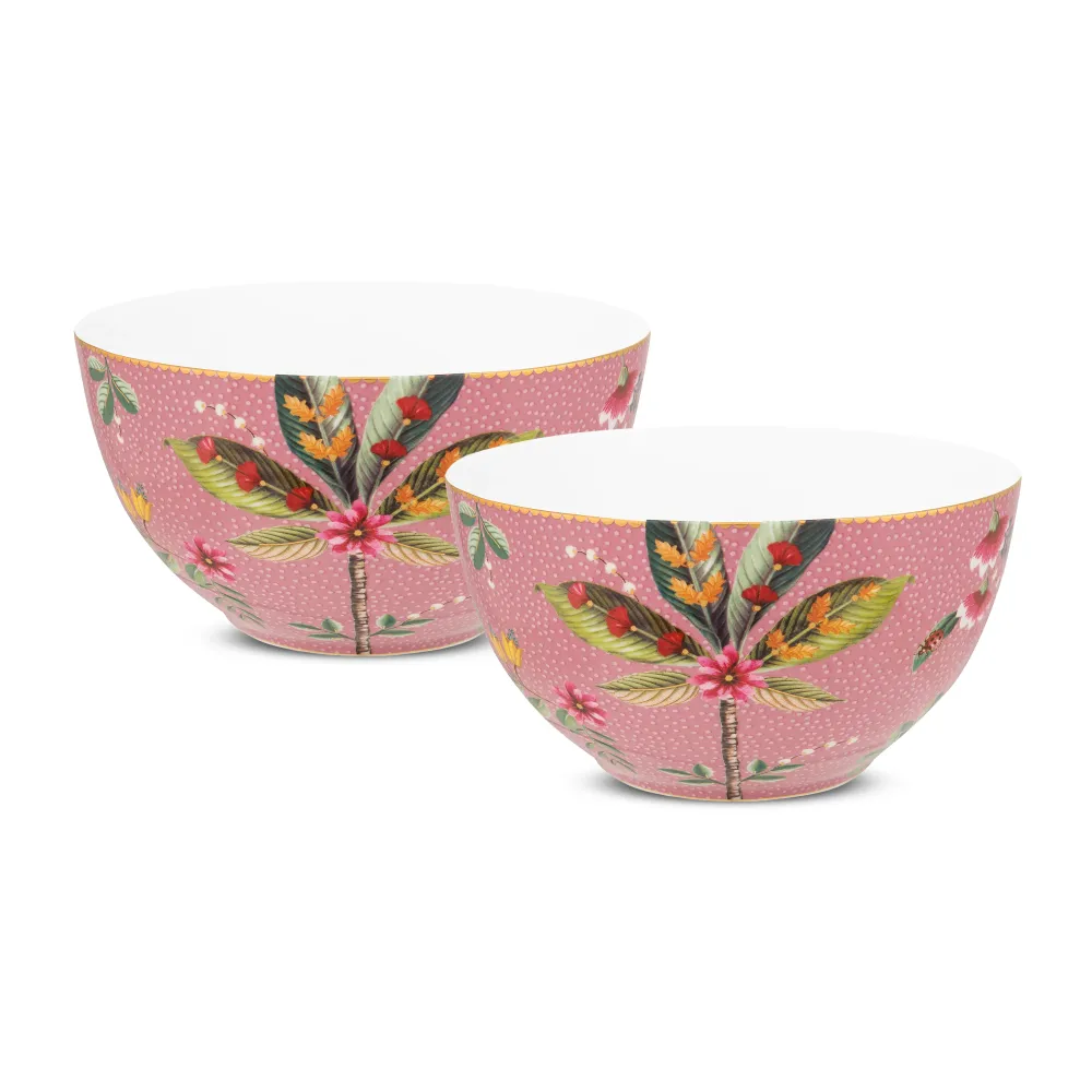 Pip Studio La Majorelle Kommen - Servies - Set van 2 schaaltjes - Roze - 15cm