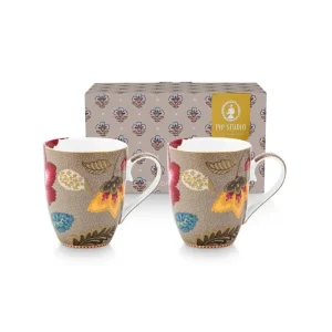 Pip Studio Mokken - Blooming Tales - Khaki - 365ml - Set van 2