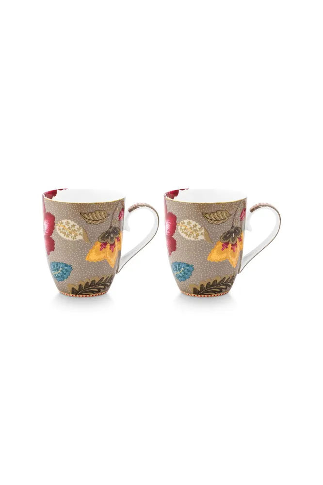 Pip Studio Mokken - Blooming Tales - Khaki - 365ml - Set van 2
