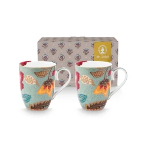 Pip Studio Mokken - Blooming Tales - Lichtblauw - 365ml - Set van 2