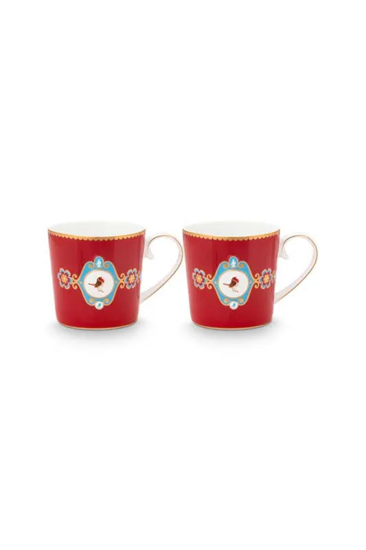 Pip Studio Mokken - Love Birds Medallion - Rood - 190ml - Set van 2