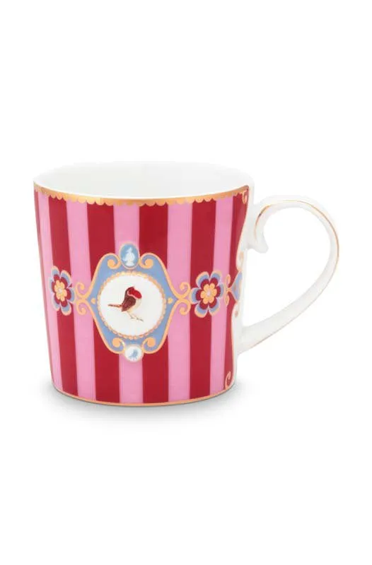Pip Studio Mokken - Love Birds Medallion - Rood Gestreept - 190ml - Set van 2