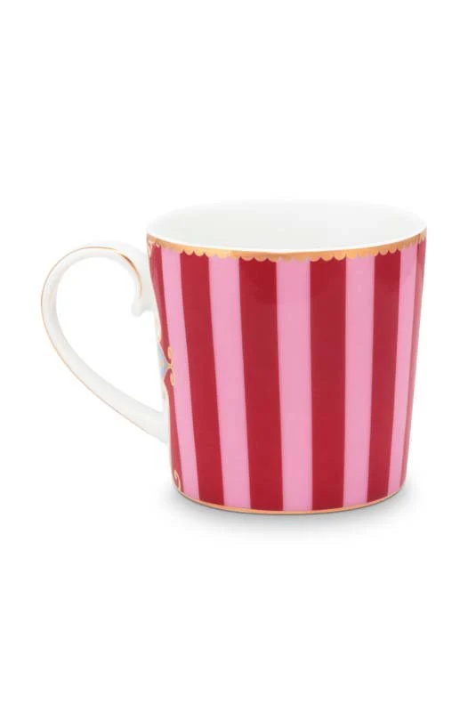 Pip Studio Mokken - Love Birds Medallion - Rood Gestreept - 190ml - Set van 2