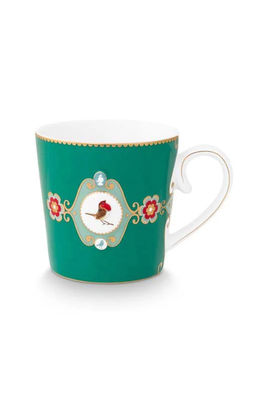 Pip Studio Mokken - Love Birds Medallion - Groen - 300ml - Set van 2