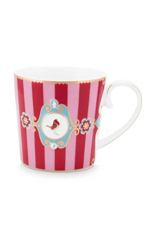 Pip Studio Mokken - Love Birds Medallion - Rood Gestreept- 300ml - Set van 2