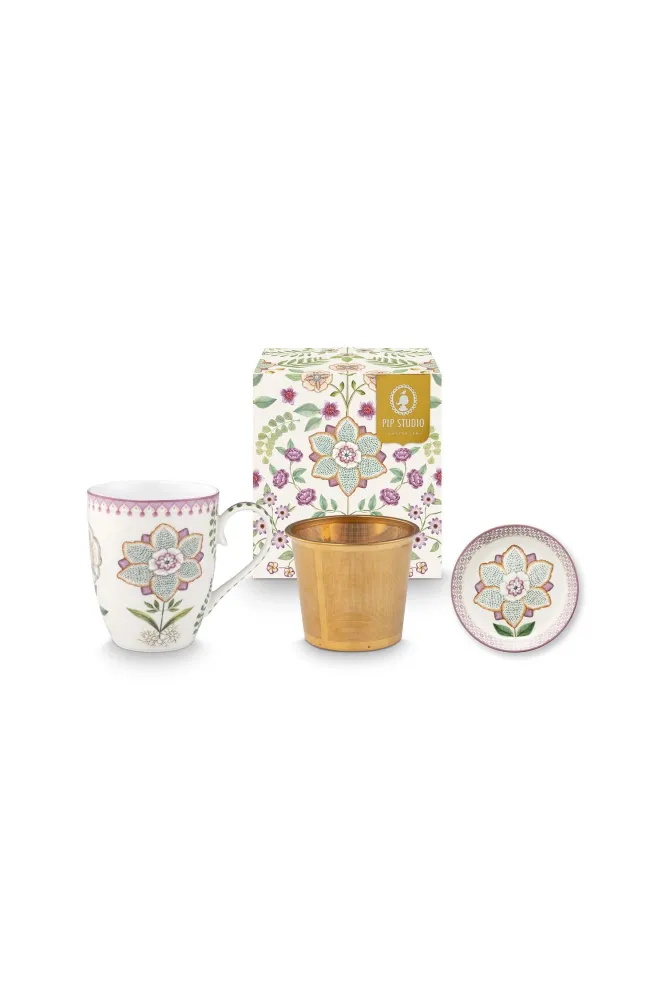 Pip Studio Theemok Set - Lily&Lotus - Gebroken wit - 365ml