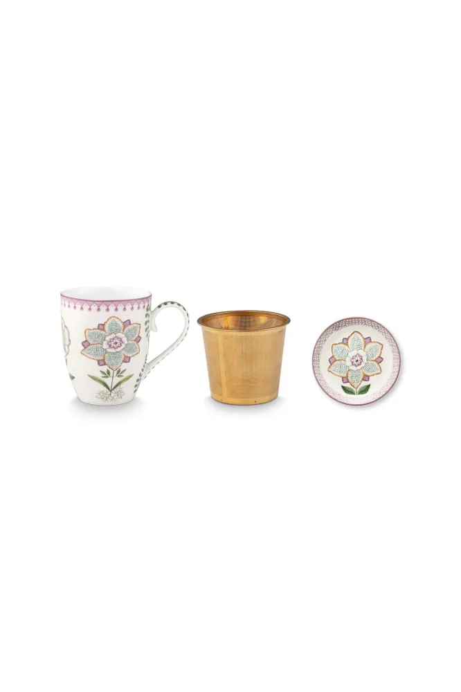 Pip Studio Theemok Set - Lily&Lotus - Gebroken wit - 365ml