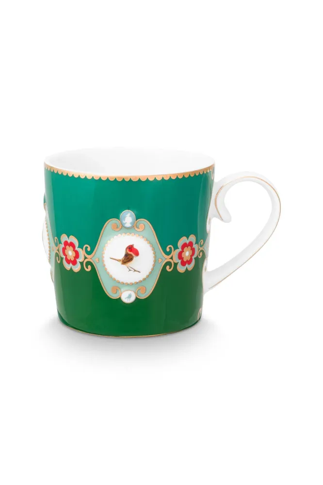 Pip Studio Theemok Set - Love Birds Medallion - Donkergroen - 300ml