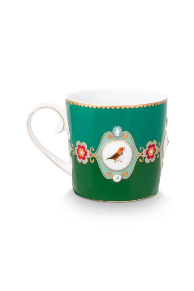 Pip Studio Theemok Set - Love Birds Medallion - Donkergroen - 300ml