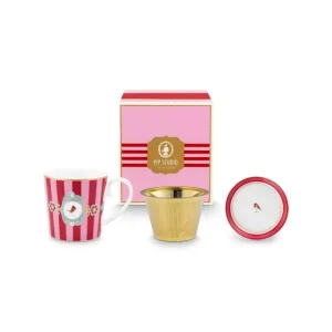 Pip Studio Theemok Set - Love Birds Medallion - Rood Roze - 300ml