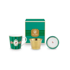 Pip Studio Theemok Set - Love Birds Medallion - Donkergroen - 300ml