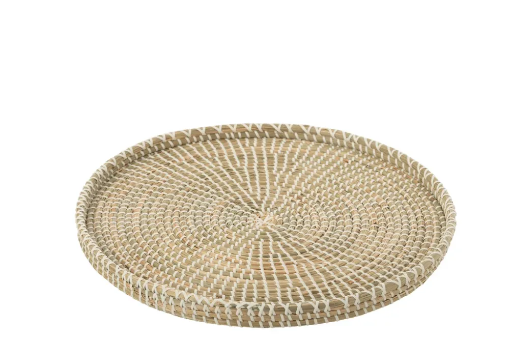Plank Ronde Zeegras/Kunststof Natuurlijk/Wit