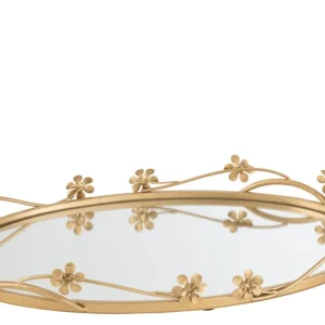 Plank Spiegel Ovaal Bloemen Goud Groot