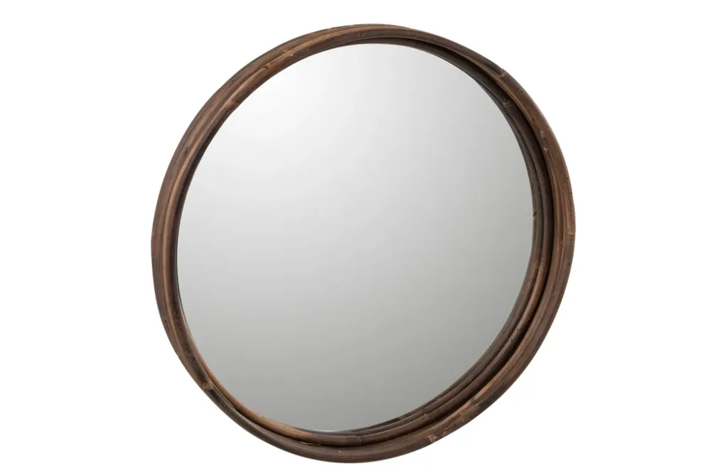 Plank Spiegel Rond Rotan Groot