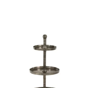 Plank Op Voet 3 Niveaus Rond Aluminium Antiek Grijs