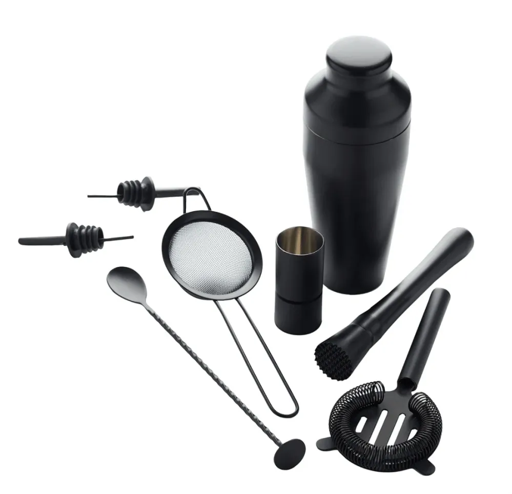 Point-Virgule 8-delige cocktailset uit rvs zwart POINT VIRGULE
