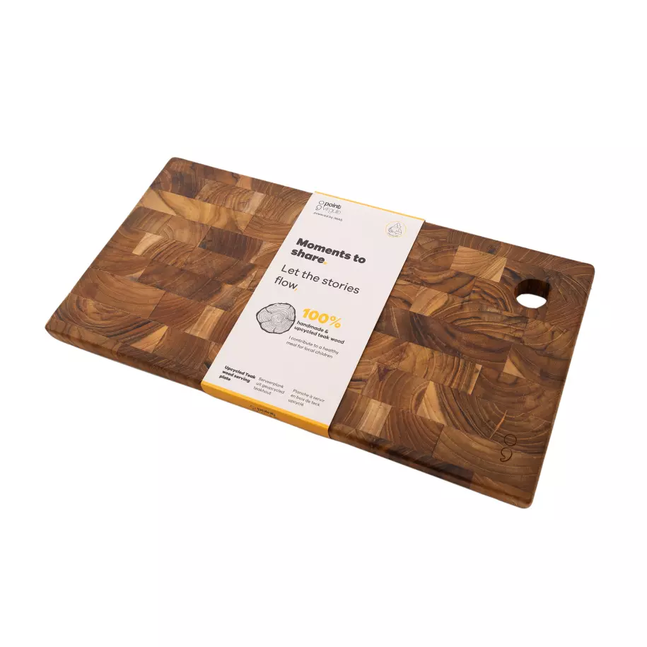 Snijplank uit gerecycled teakhout 40x20cm Pointvirgule