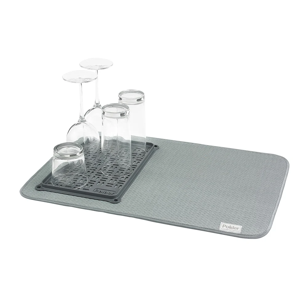 Polder MicroFibre Mat W/ Glass Tray 56x38cm (grijs)