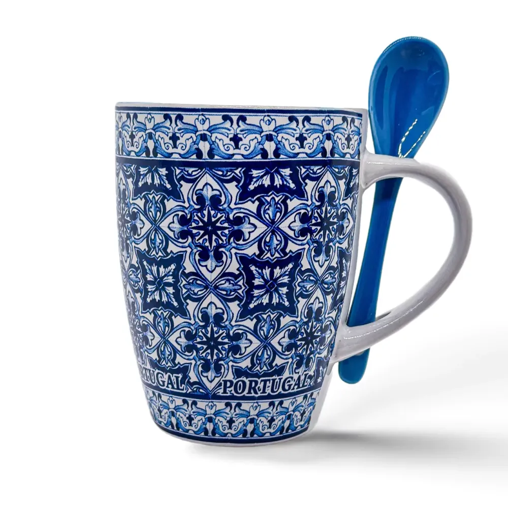 Portugese Blauwe Tegels Mok, Ideaal voor Koffie Versiering, Aangepaste Geschenkdoos