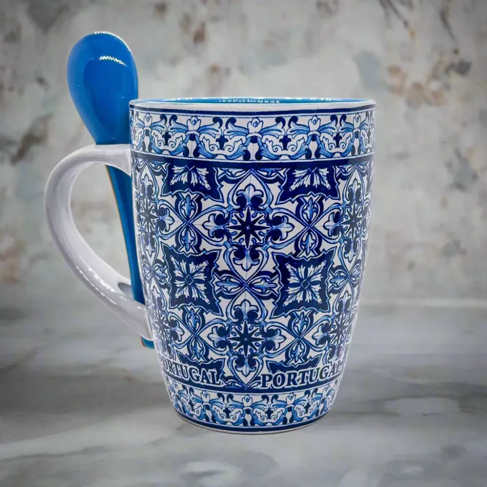 Portugese Blauwe Tegels Mok, Ideaal voor Koffie Versiering, Aangepaste Geschenkdoos