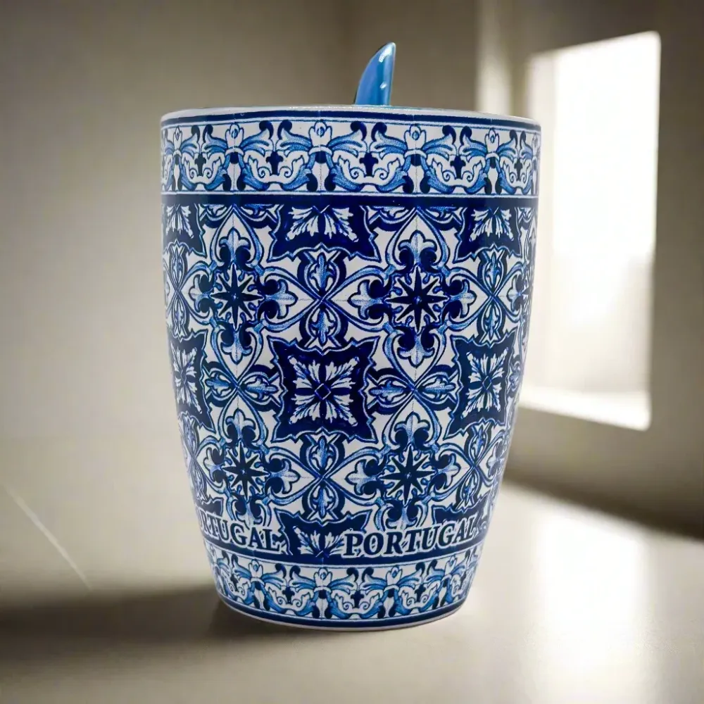 Portugese Blauwe Tegels Mok, Ideaal voor Koffie Versiering, Aangepaste Geschenkdoos