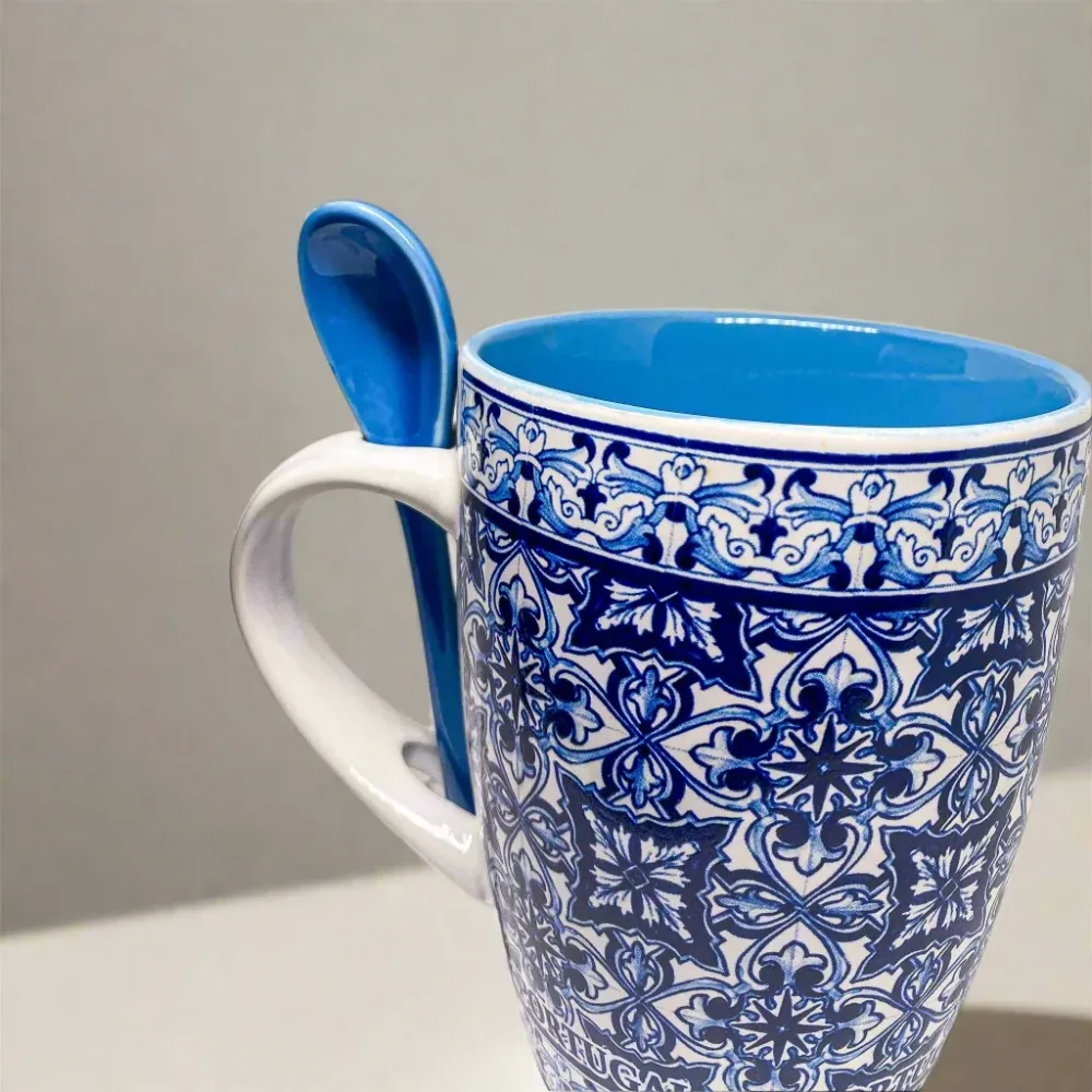 Portugese Blauwe Tegels Mok, Ideaal voor Koffie Versiering, Aangepaste Geschenkdoos