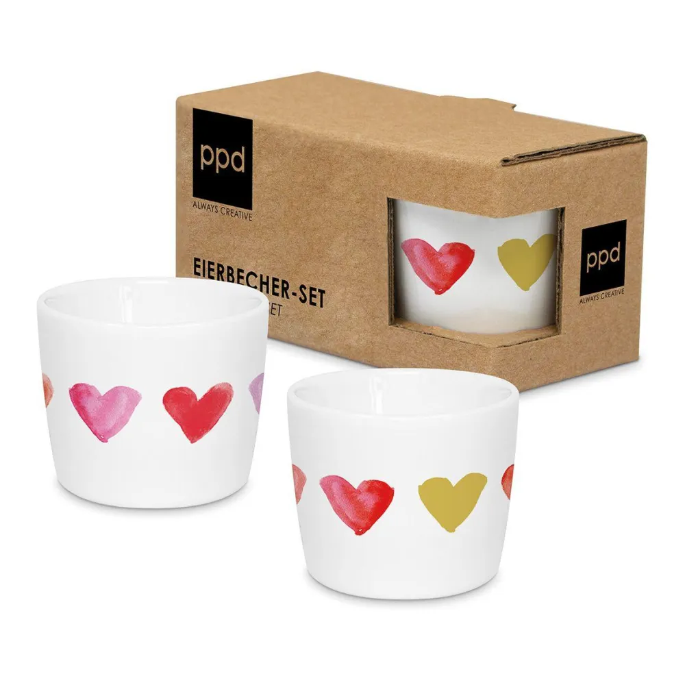 PPD Aquarell Hearts Eierdopjes set